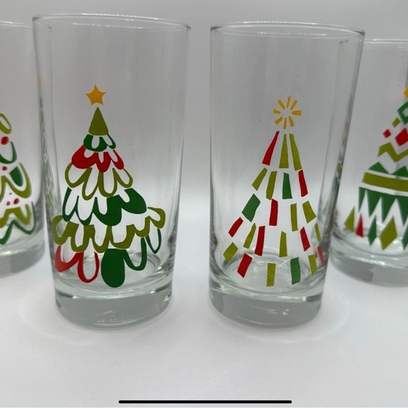 Vintage Crate&Barrel Holiday Christmas Holliday Season Tree Glasses Set Of 4 - Picture 9 of 9